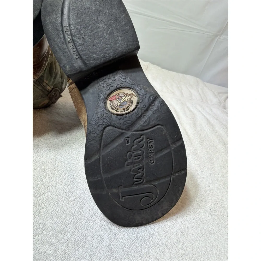 Justin K'S Kids Boots 9913Y Brown Leather Camo Size 3 D Pull On